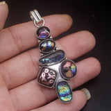 Dichroic Glass Silver Necklace Pendant for Women