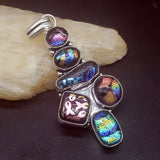 Dichroic Glass Silver Necklace Pendant for Women