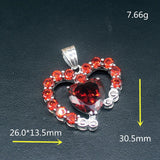 Heart Shape Red Garnet Silver Charm Necklace Pendant
