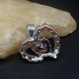 Heart Shape Red Garnet Silver Charm Necklace Pendant
