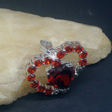Heart Shape Red Garnet Silver Charm Necklace Pendant