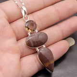 Marvelous OceanJasper SmokyTopaz Pendant Necklace A245
