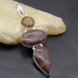 Marvelous OceanJasper SmokyTopaz Pendant Necklace A245