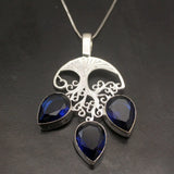 Hermosa Stone BlueTopaz Necklace Pendant Charms 2 3/8 Inch A623