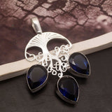 Hermosa Stone BlueTopaz Necklace Pendant Charms 2 3/8 Inch A623