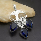 Hermosa Stone BlueTopaz Necklace Pendant Charms 2 3/8 Inch A623