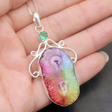 Solar Quartz Green Topaz Necklace Pendant Charms 2 3/4 Inch