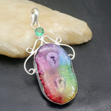 Solar Quartz Green Topaz Necklace Pendant Charms 2 3/4 Inch