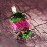 Hermosa Oval Shape Dichroic Glass Necklace Pendant Charms 2 1/2 Inch
