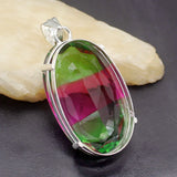 Hermosa Oval Shape Dichroic Glass Necklace Pendant Charms 2 1/2 Inch