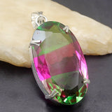 Hermosa Oval Shape Dichroic Glass Necklace Pendant Charms 2 1/2 Inch