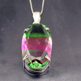 Hermosa Oval Shape Dichroic Glass Necklace Pendant Charms 2 1/2 Inch