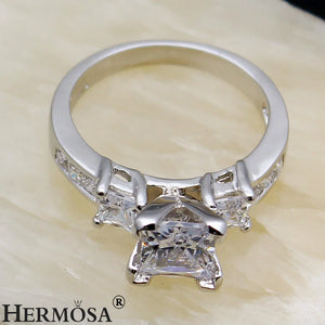 Hermosa Zircon Wedding Rings Bridal Bands Size 6.5# 8#