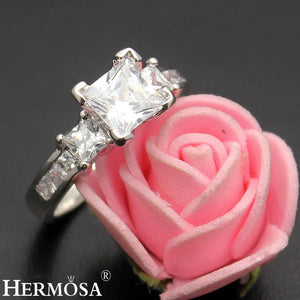 Hermosa Zircon Wedding Rings Bridal Bands Size 6.5# 8#