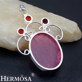 Pretty Red Garnet Quartz Charms Necklace Pendant 2 5/8 Inches NY884