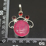 Pretty Red Garnet Quartz Charms Necklace Pendant 2 5/8 Inches NY884