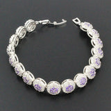 Hermosa Round LavenderAmethyst WhiteTopaz Bracelet For Women HS0077B
