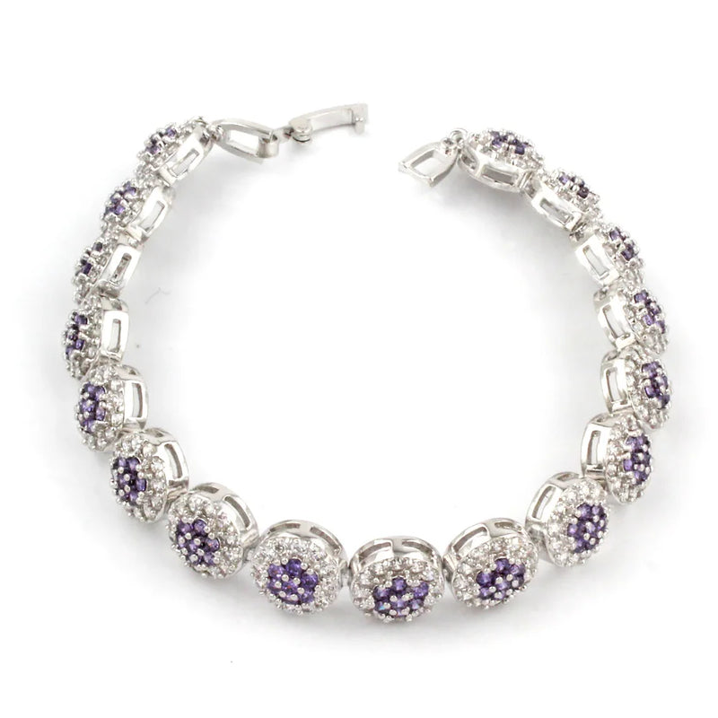 Hermosa Round LavenderAmethyst WhiteTopaz Bracelet For Women HS0077B