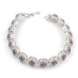 Hermosa Round LavenderAmethyst WhiteTopaz Bracelet For Women HS0077B