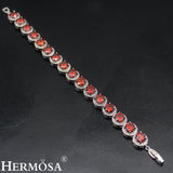 Attractive Red Garnet Women Bracelets Chain Links Bracelet
