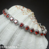 Attractive Red Garnet Women Bracelets Chain Links Bracelet