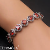 Attractive Red Garnet Women Bracelets Chain Links Bracelet