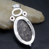 Natural Ammonite Jasper Garnet Topaz Pendant Necklace