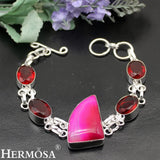 BotswanaAgate Red Garnet Bracelet Women 7.75in NY899