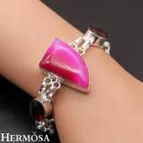BotswanaAgate Red Garnet Bracelet Women 7.75in NY899