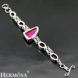 BotswanaAgate Red Garnet Bracelet Women 7.75in NY899