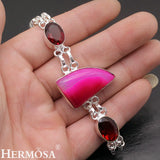 BotswanaAgate Red Garnet Bracelet Women 7.75in NY899