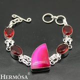 BotswanaAgate Red Garnet Bracelet Women 7.75in NY899