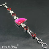 BotswanaAgate Red Garnet Bracelet Women 7.75in NY899