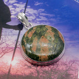 Natural Green Unakite Pendant Necklace Unique Charms 50mm