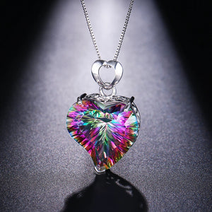 Hermosa Love Heart Silver Topaz Pendant Necklace Chain 18 inch