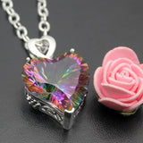 Hermosa Love Heart Silver Topaz Pendant Necklace Chain 18 inch