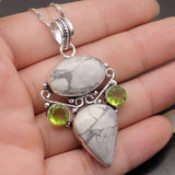 Vintage OceanJasper Peridot Pendant Necklace A247