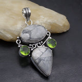 Vintage OceanJasper Peridot Pendant Necklace A247
