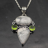 Vintage OceanJasper Peridot Pendant Necklace A247