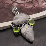 Vintage OceanJasper Peridot Pendant Necklace A247