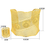 Ethnic Bridal Wide Cuff Bracelets Coin Bangle Ring Sets