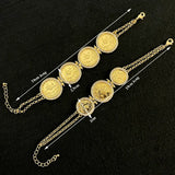 Plated Coin Bracelet Chain for Women Arabic Totem Charm Bracelets