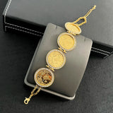 Plated Coin Bracelet Chain for Women Arabic Totem Charm Bracelets