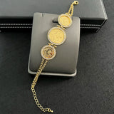 Plated Coin Bracelet Chain for Women Arabic Totem Charm Bracelets