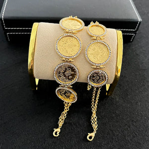 Plated Coin Bracelet Chain for Women Arabic Totem Charm Bracelets