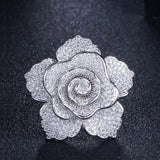 Big Flower Women Rings Plating Cubic Zircon Copper Wedding Ring