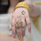 Big Flower Women Rings Plating Cubic Zircon Copper Wedding Ring