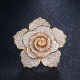 Big Flower Women Rings Plating Cubic Zircon Copper Wedding Ring