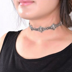 Antique Silver Plate Short Chokers Necklaces for Women