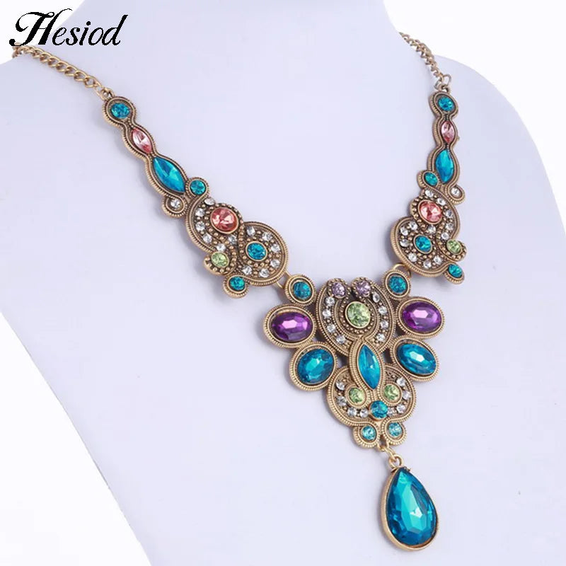 Hesiod Pink Rhinestone Necklace Pendant Vintage Lady Choker Necklace